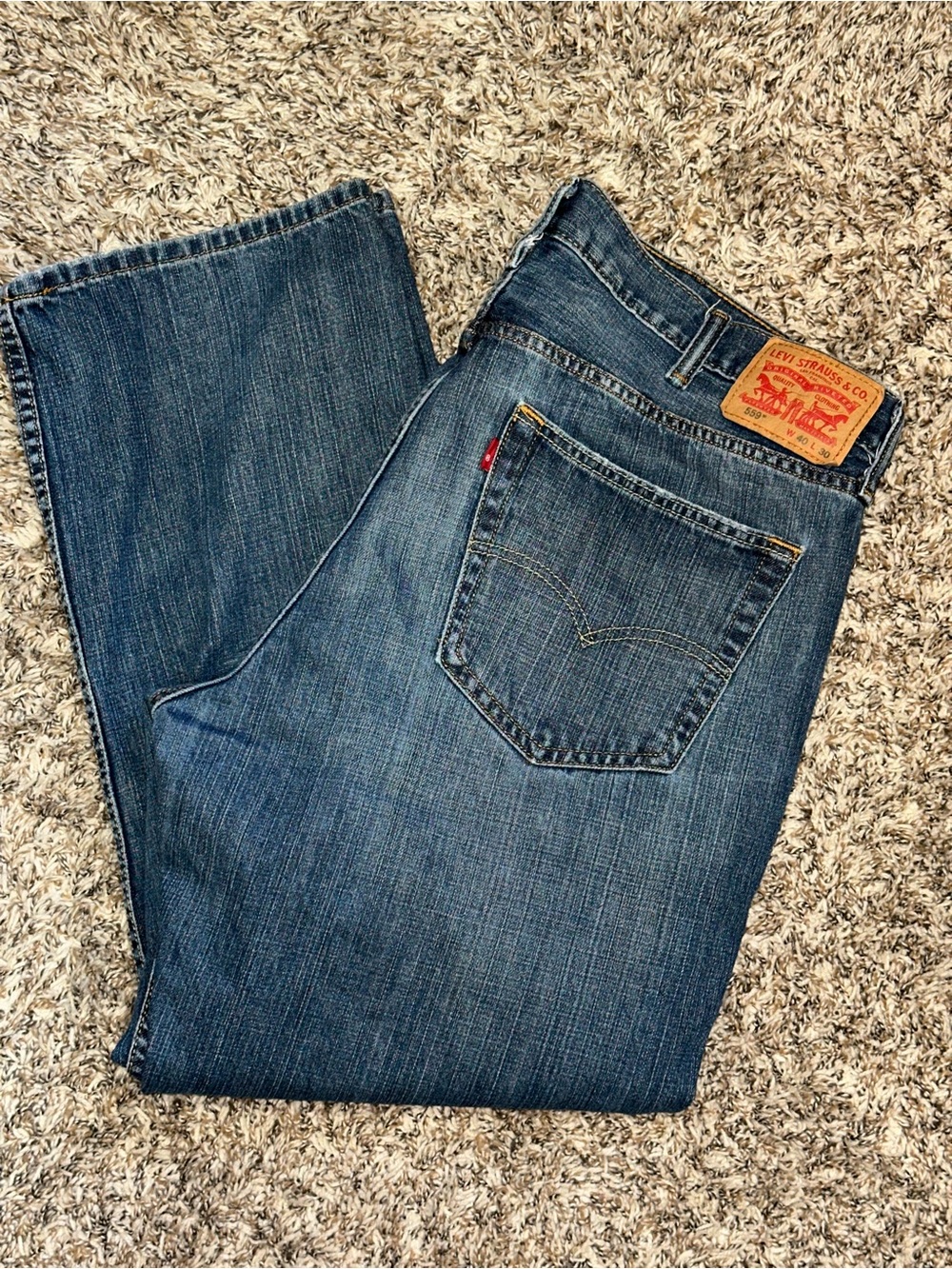 Levi's 559 Relaxed Straight Jeans Blue Denim Men's 40x30 EUC